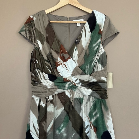 {Coldwater Creek} Printed Ruched Midi Dress in Watercolor Print - Size 10 - NWT - Picture 2 of 9